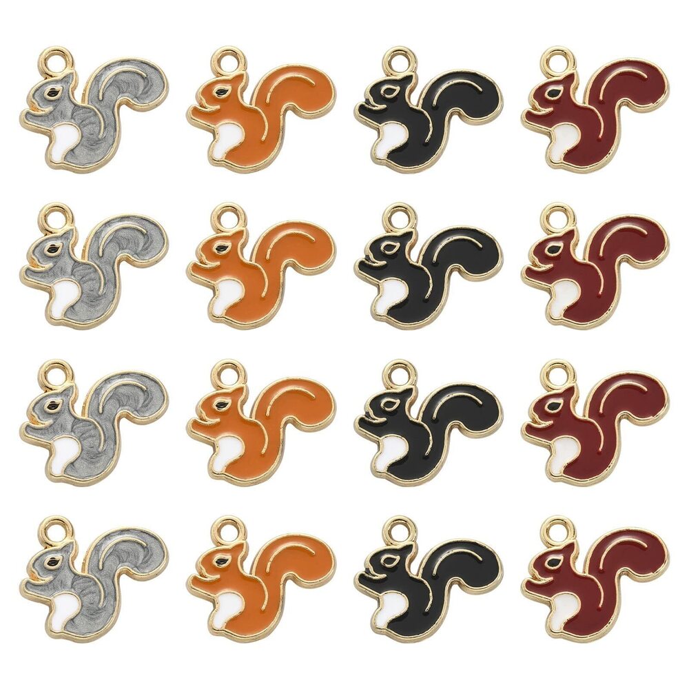 3217 50 pcs 5 Colors Cute Squirrel Charms Autumn Fall Harvest Thanksgiving